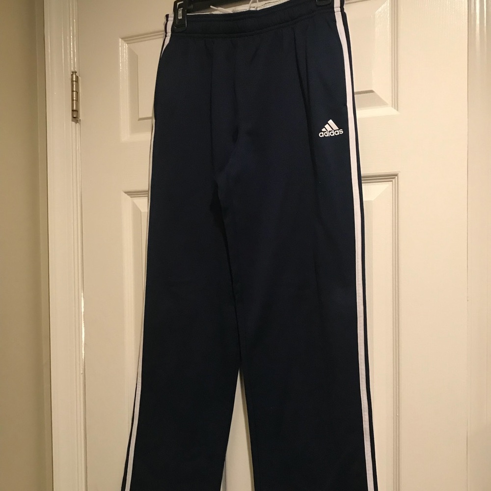 Boys Adidas Navy/White Sweatpants L 14/16 EUC